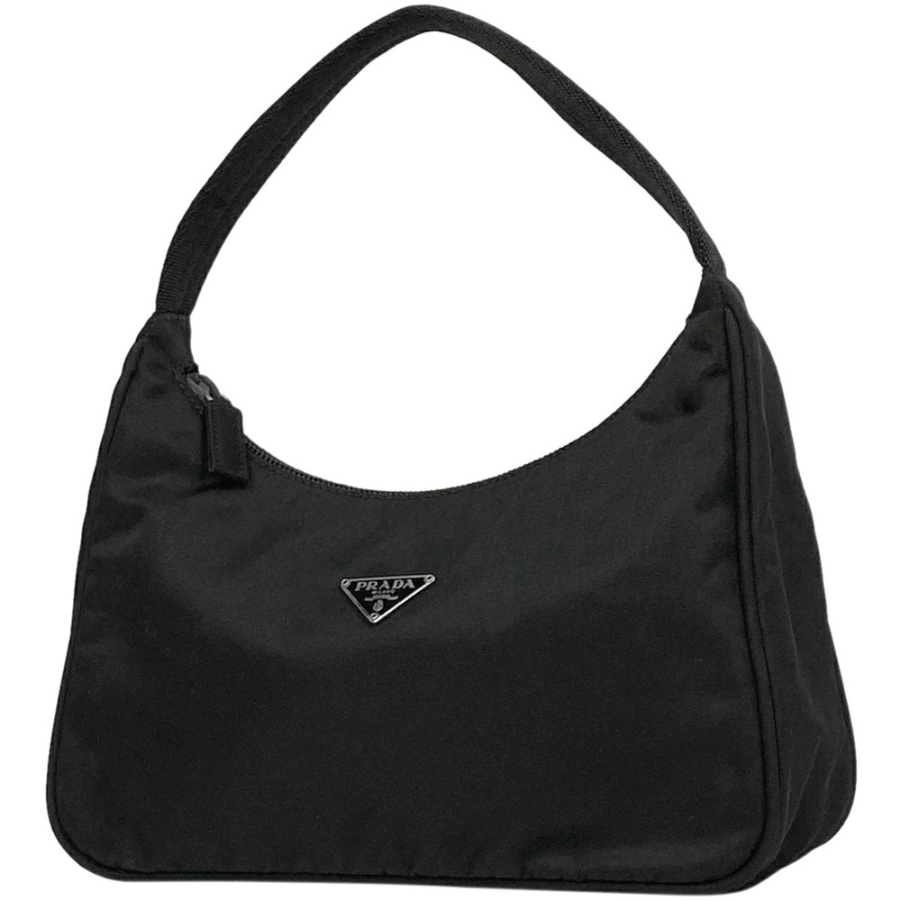 Prada Logo Plate Handbag Clutch Tote Bag Nero Black - Picture 1 of 6